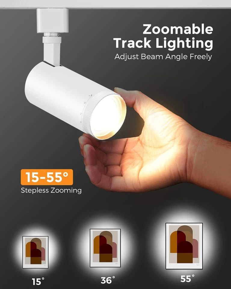 Cabezales de iluminación de pista tipo J con zoom de 3 colores 10 W para riel Juno - Trac LED brillante Foto 2 de 4