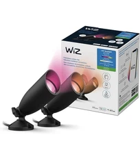 WiZ Connected Outdoor RGB LED Spotlights (2-Pack) w/ Power Adapter – Smart Wi-Fi