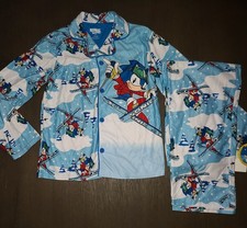 NEW BOYS SONIC THE HEDGEHOG SKIING FLANNEL PAJAMA SET SIZE L 10-12