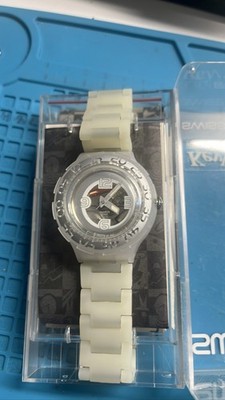 Swatch Ski Pass Snowpass Watch Clear White Analog Swiss