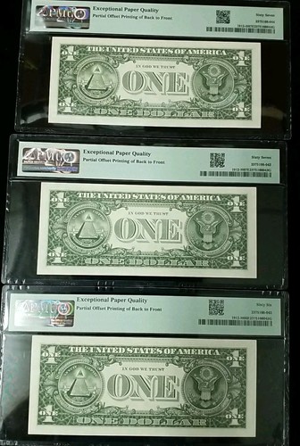 3 Consecutive 1981A $1 FRN Offset Printing Error PMG 67,66 EPQ - Picture 3 of 4