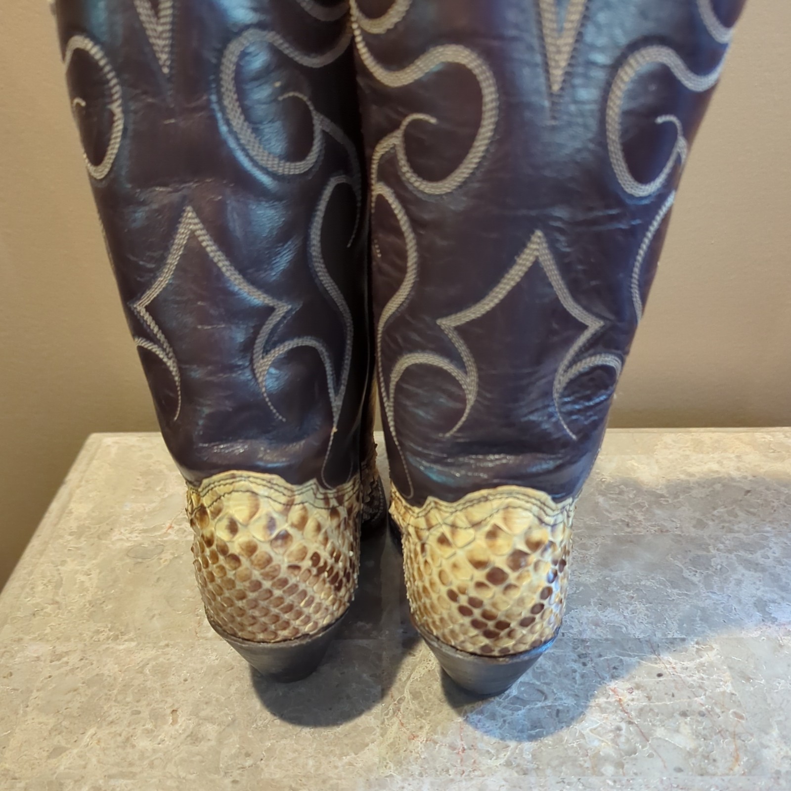 Vintage Abilene Back Cut Python Cowboy Boots Size… - image 4
