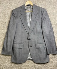 VTG Burberrys Men’s Gray Windowpane Wool Blazer Sport Coat Jacket USA Made