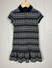 Polo Ralph Lauren Girls Sz 6X Black Fair Isle Knit Drop Waist Short Sleeve Dress