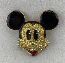 Vintage Disney Mickey Mouse Face Enamel Rhine...