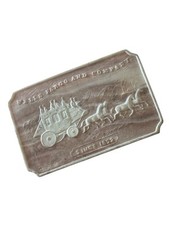Wells Fargo and Company Since 1852 Stagecoaches Hand Carved Stone Belt Buckle