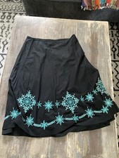 Women s Black Embroidered festival Skirt Sz 12 Mid Length Fairy Cottagecore