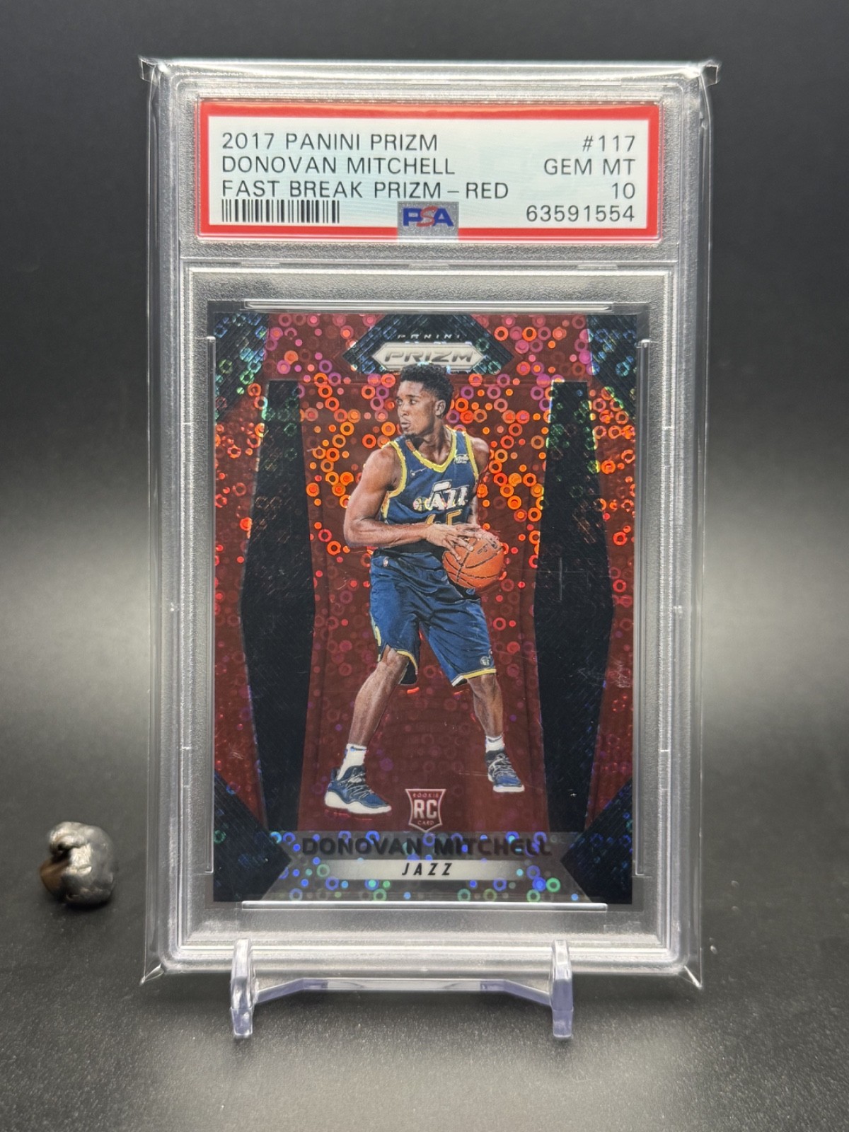 2017 Panini Fast Break Prizm Red 125/125 Bookend #117 Donovan Mitchell PSA 10 RC