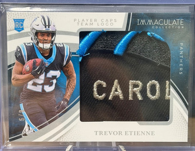 TREVOR ETIENNE 2025 IMMACULATE ROOKIE PLAYER CAPS BRAND LOGO /9 RC SP