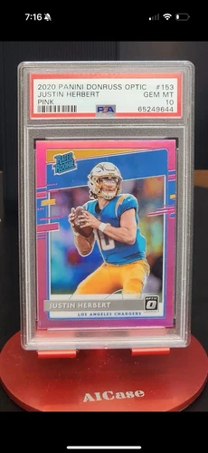 2020 Panini Donruss Optic Justin Herbert Pink Rated Rookie PSA 10 Gem Mint