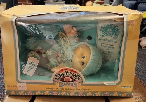 1986 VTG Cabbage Patch Kids BABIES - Baby Power Scented NRFB w/ Birth Cert. 3800