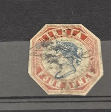 INDIA GVI SG19, 4a blue & red, USED. Cat £900. HEAD DIE II FRAME DIE I