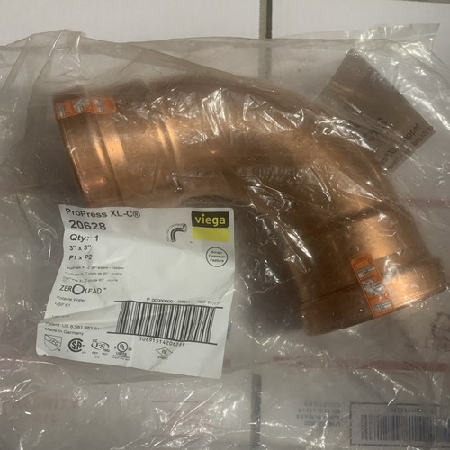 3” Viega 20628 ProPress Elbow 90° Model 0916XL Copper Pipe PXP Press Fitting