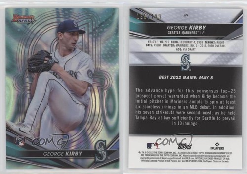 2022 Bowman's Best Aqua Lava Refractor 135/199 George Kirby #69 07i7 - Picture 3 of 3