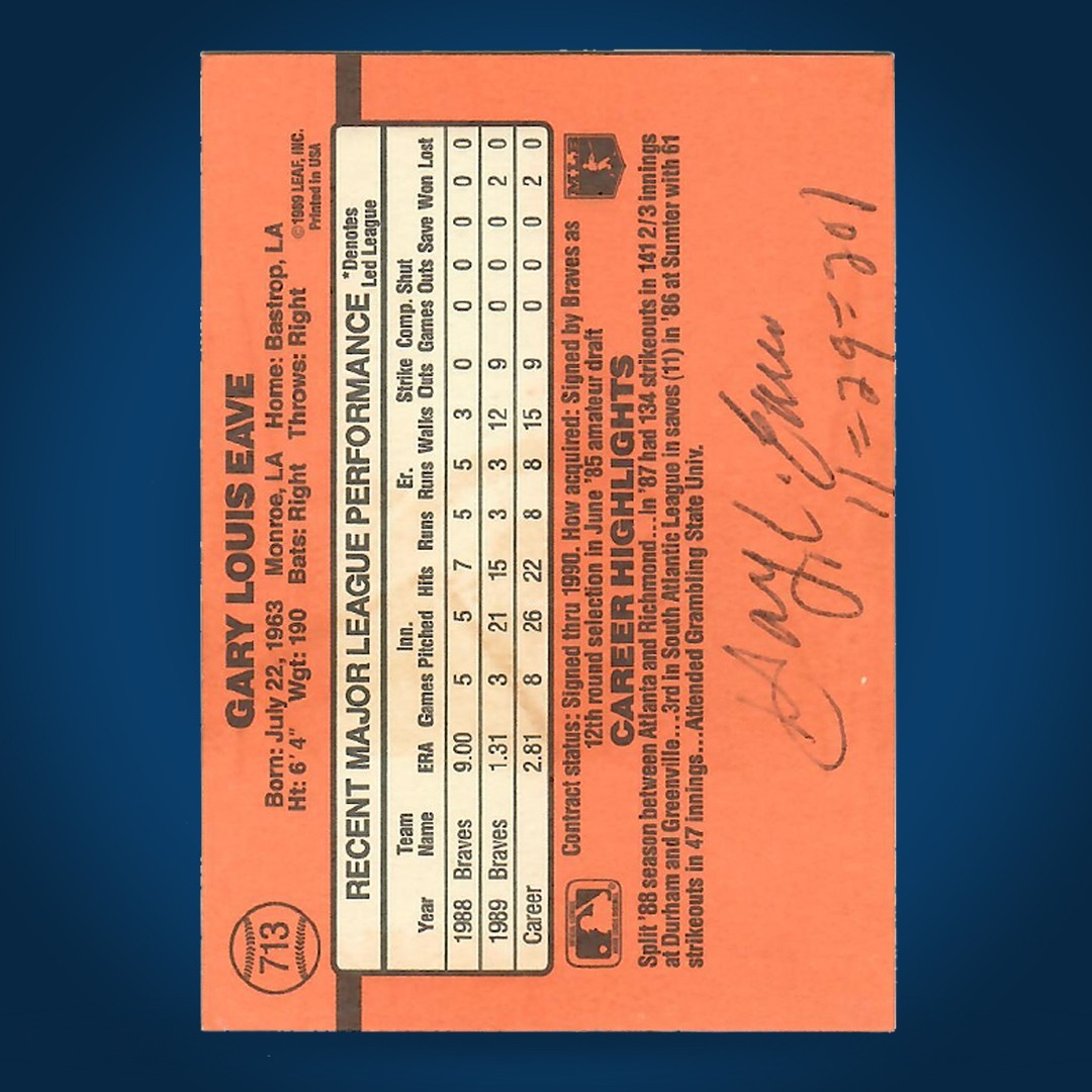Gary Eave signed autographed 1990 Donruss card (#713)