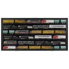 HO, N Scale Trains Toy Cars Display Case Rack Wall Cabinet Wall Shelves Compa...