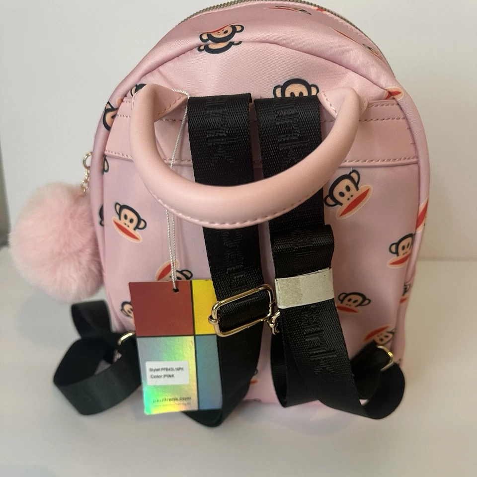Mini Mochila Paul Frank Rosa Julio Mono Feliz Frontal Cremallera Logo Correas Doradas Foto 3 de 4