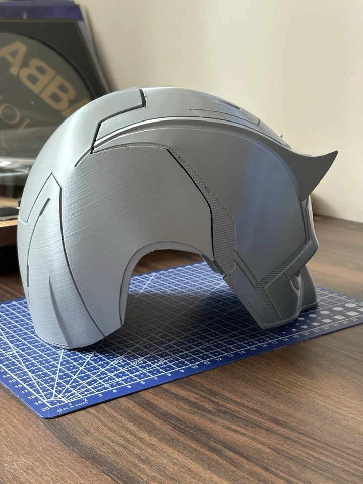 Silver 3D-Printed Daredevil “Born Again” Helmet – Magnet fit – Mesh Eye Lenses - Image 3 of 4
