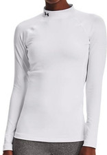 Under Armour UA Women's Authentics ColdGear Mock Neck Shirt Size L White 1368702
