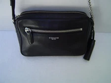 AUTHENTIC COACH BLACK LEGACYLEATHER FLIGHT SHOULDER BAG #25362  GUC