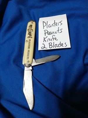VINTAGE PLANTERS PEANUTS KNIFE 2 BLADES USA MR PEANUT ADVERTISING GIVE AWAY