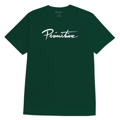Primitive Nuevo Script Boxy Heavyweight Tee Men's Forest Green T-Shirt