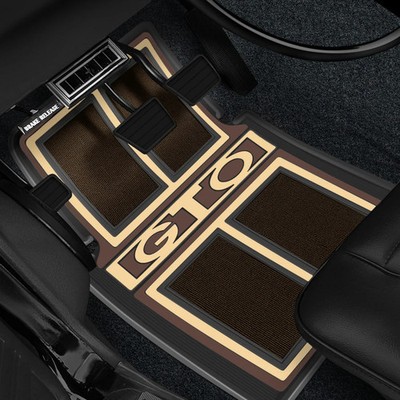 For Pontiac GTO 64-73 1st & 2nd Row Saddle Rubber Floor Mat Set w ''GTO'' Logo