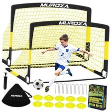 Soccer Goal, Kids Soccer Goals for Backyard Set, 2 Black Yellow 4 ft x 3 ft
