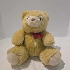 Vintage 1987 Dakin 11" Teddy Bear Tan Red Bow