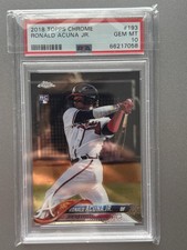 2018 Topps Chrome Ronald Acuna Jr Rookie Card RC #193 PSA 10 GEM MINT Braves. rookie card picture