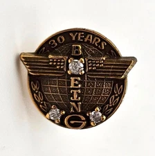 Boeing 30 Year Service Pin 1/10 10K Gold Filled 3 Diamonds Tie Tack Totem Union