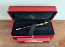 Cartier Santos Large Black & Gold Ballpoint Pen. Boxed. Mint.