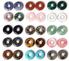 10PCS 18Mm Natural Mixed Color Stone Beads Rondelle Stone with Large Hole Loose