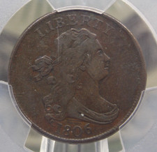 1806 Draped BUST Half Cent *SMALL 6 NO STEM* 1/2c PCGS XF Detail #802 Extra Fine