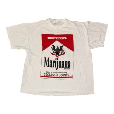 Vintage 90s Marijuana T Shirt Size M Marlboro Parody Weed