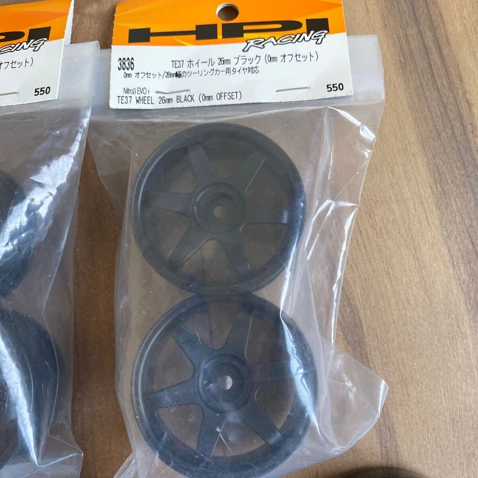 HPI TE37 Black Wheel 26mm & Blue Anodized Drift Tires 1/10 Scale Used Japan kkg - Image 2 of 4