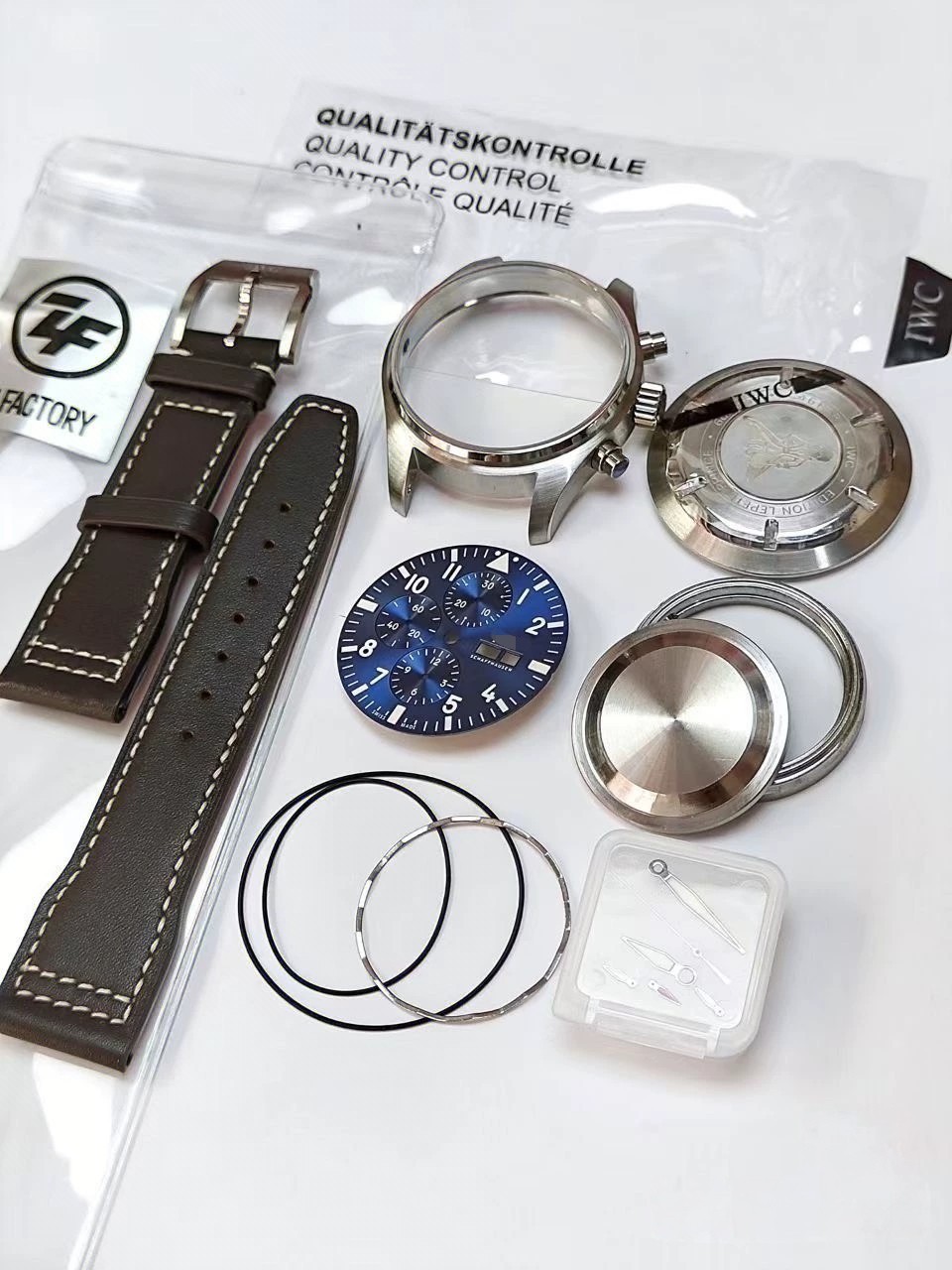 DIY SET for 7750 Movement 43MM watch case + dial + hands + Strap Sapphire