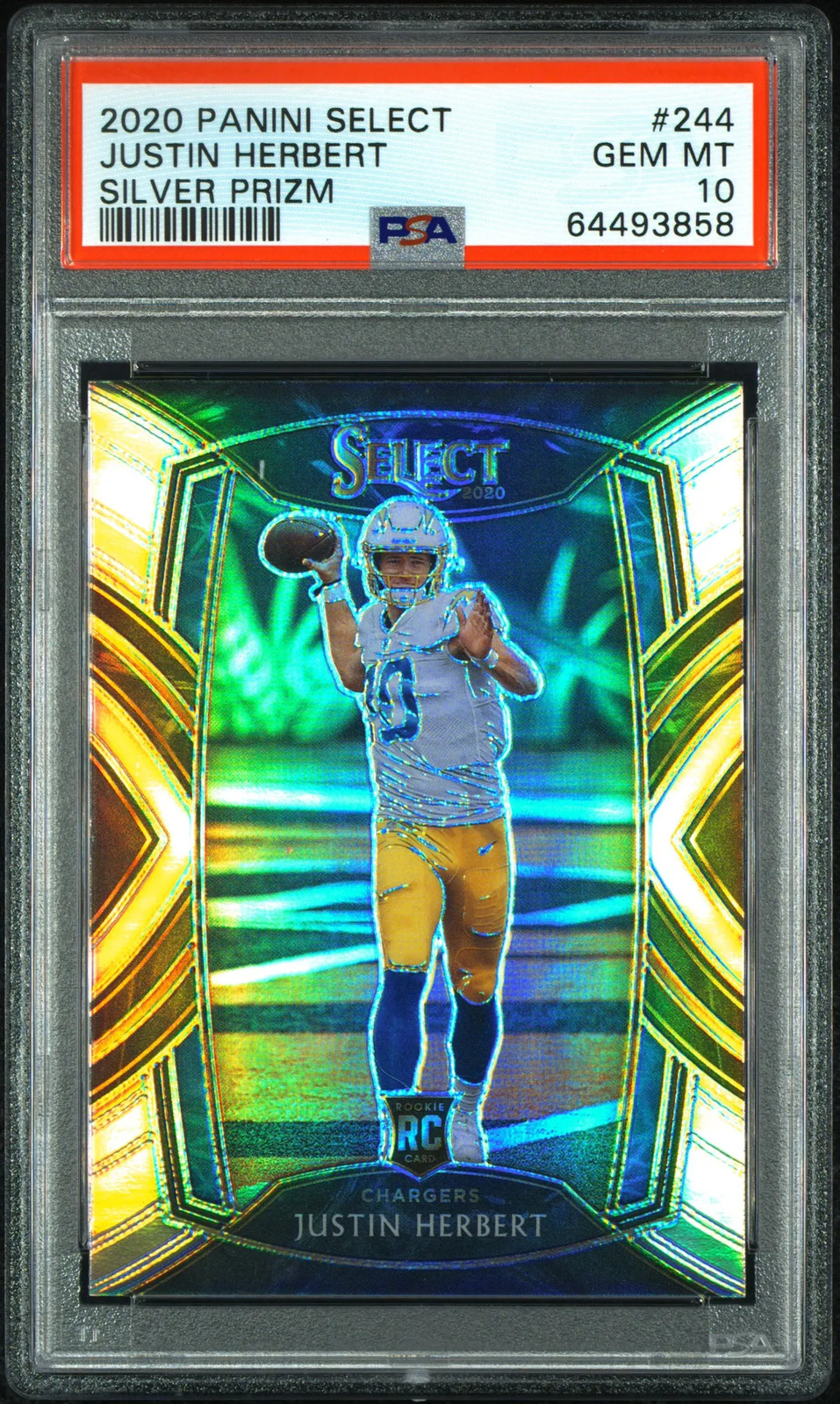 Justin Herbert 2020 Panini Select #244 Silver Prizm RC PSA10 GEM MT