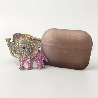 Cute Pink Elephant Keychain With AirPods Pro Silicone Case And Travel Case