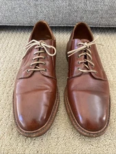 ALLEN EDMONDS Stewart Sz 9.5 D Brown Leather Plain Toe Derby Shoes