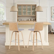 Vienna Modern Swivel 30" Bar Height Barstool with Gray Fabric Upholstered Seat a
