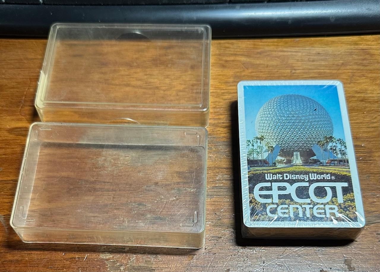 Vintage Walt Disney World EPCOT Center Playing Cards Disneyana Sealed Hard Box