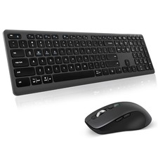 Wireless Keyboard Mouse Combo, Scissor-Switch Keys, 2-in-1 USB Receiver and T...