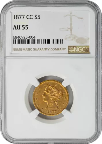 1877-CC $5 Gold Liberty AU55 NGC 949842-14