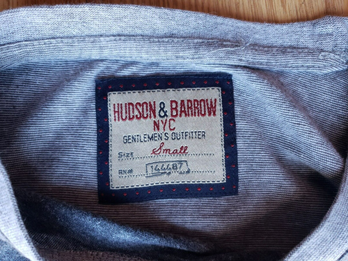 CAMISETA HUDSON & BARROW NYC Para Hombres Gris Azul Pequeña Mangas Cortas Algodón Cuello Redondo - Imagen 9 de 9