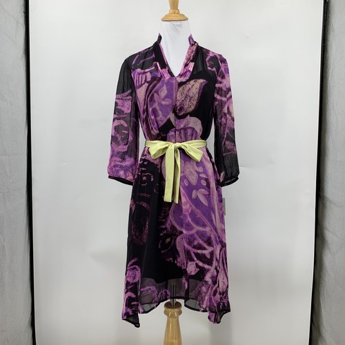 Antonio Melani Slip Dress Womens 0 Silk Abstract 2 Piece Bracelet Sleeve *READ - Picture 2 of 15