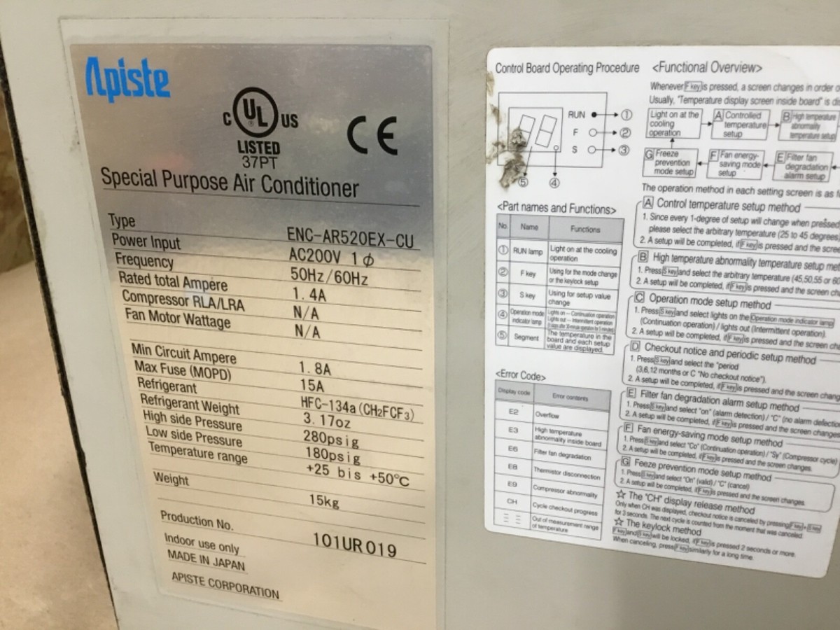 Apiste FA Cooler / Air Conditioner ENC-AR520EX-CU / 101UR019 200V