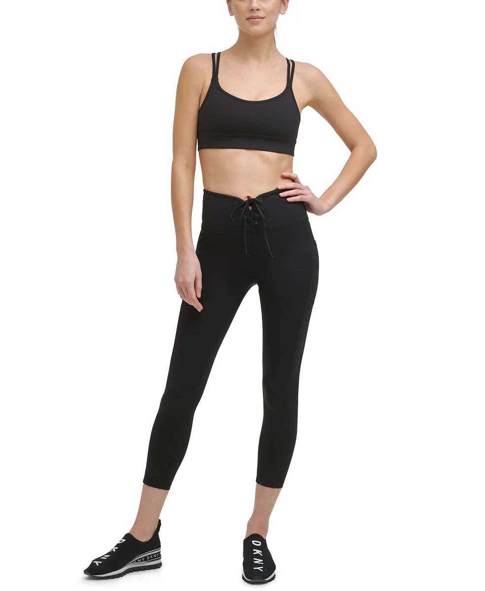 DKNY Sport Women's High-Rise Activewear Gym Leggings, Black, Size