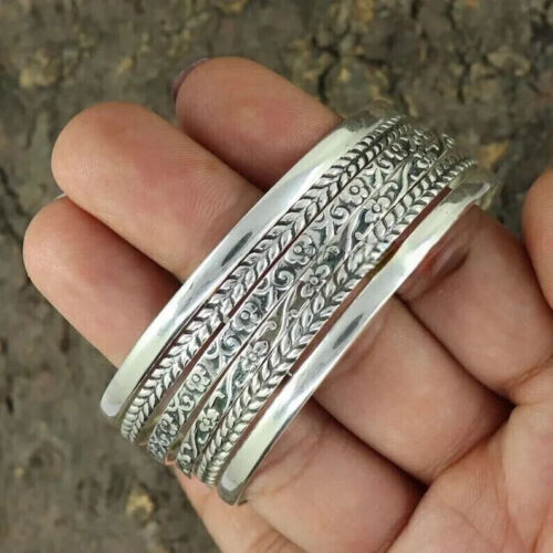 Set Of 6 Bangle Solid 925 Sterling Silver Beautiful Handmade Women Bangle, M1271 - Picture 2 of 5
