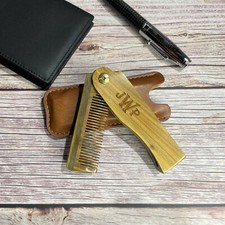 Personalized Folding Wood Comb kit Men Beard Comb Set Father day Perfect Gift